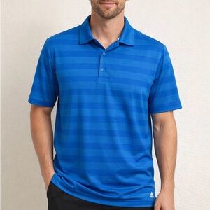 Adidas Men's Blue Striped Polo Shirt - Size Large